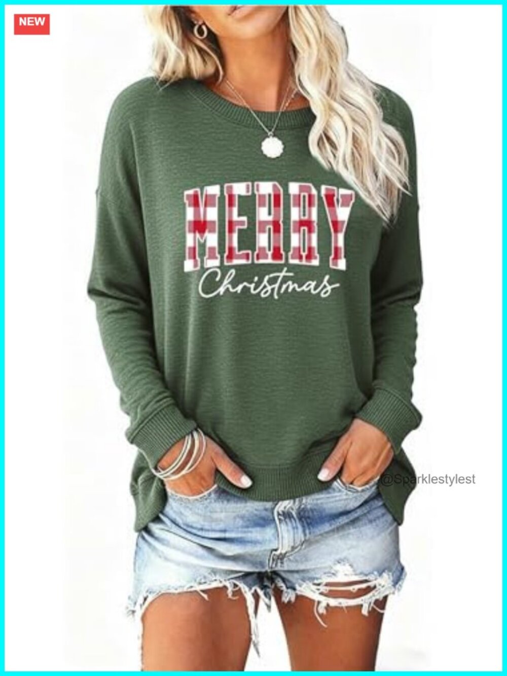 Christmas Sweatshirt Women Buffalo Plaid Crewneck Long Sleeve Pullover